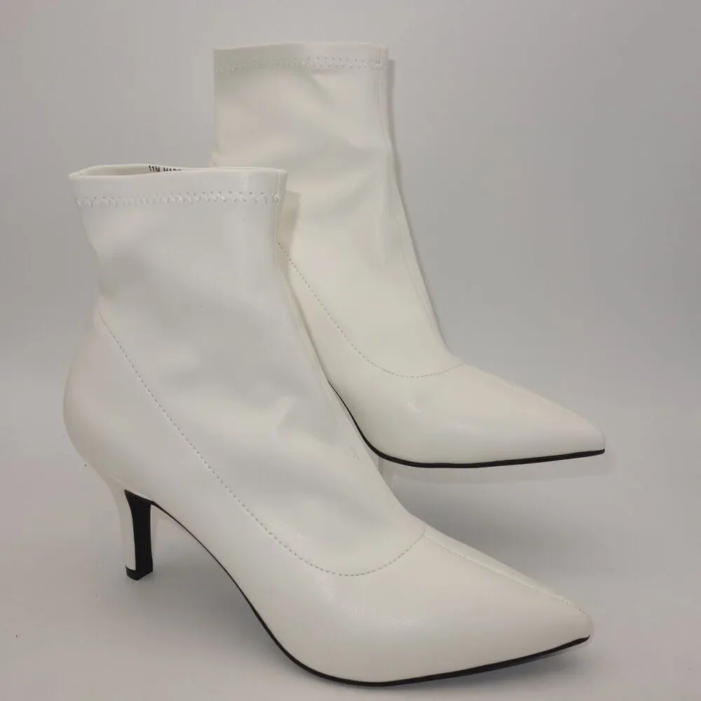 NEW INC International Concepts Women' s 11 White Bray Pointed Toe Ankle Booties